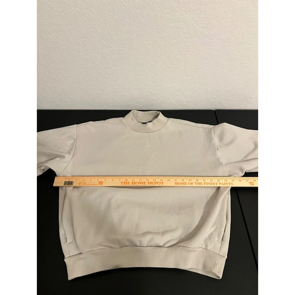 Adidas Basketball mockNeck Sweatshirt Beige Oversized Logo Pullover IA3438 Men S